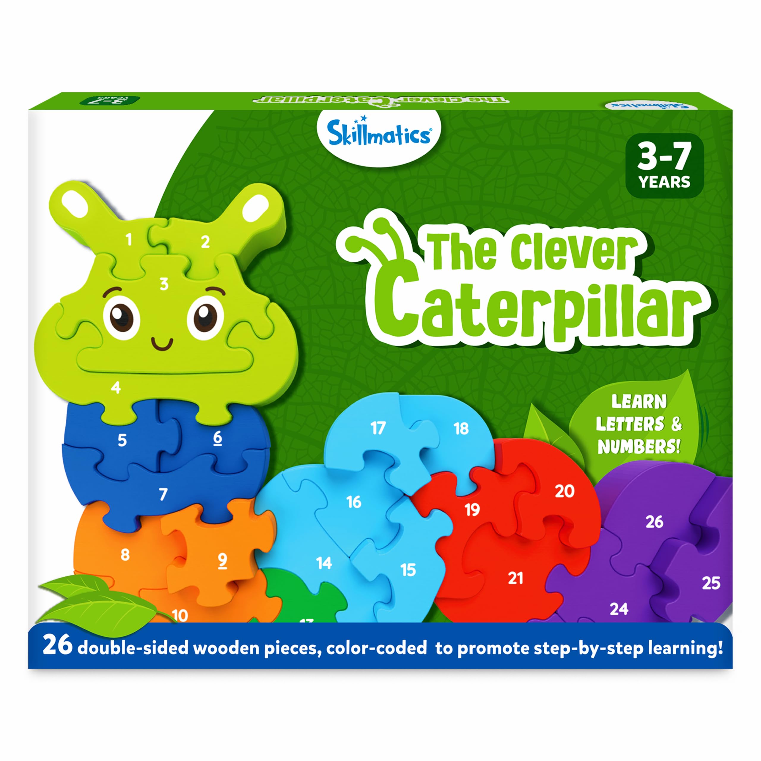 Skillmatics Wooden Puzzle - The Clever Caterpillar, 2 Puzzles in 1, 26 Double-Sided Pieces, Learn Letters & Numbers, Gifts for Ages 3 to 7, Baby (B0BTMF9S6K) Amazon Price History, Amazon Price Tracker