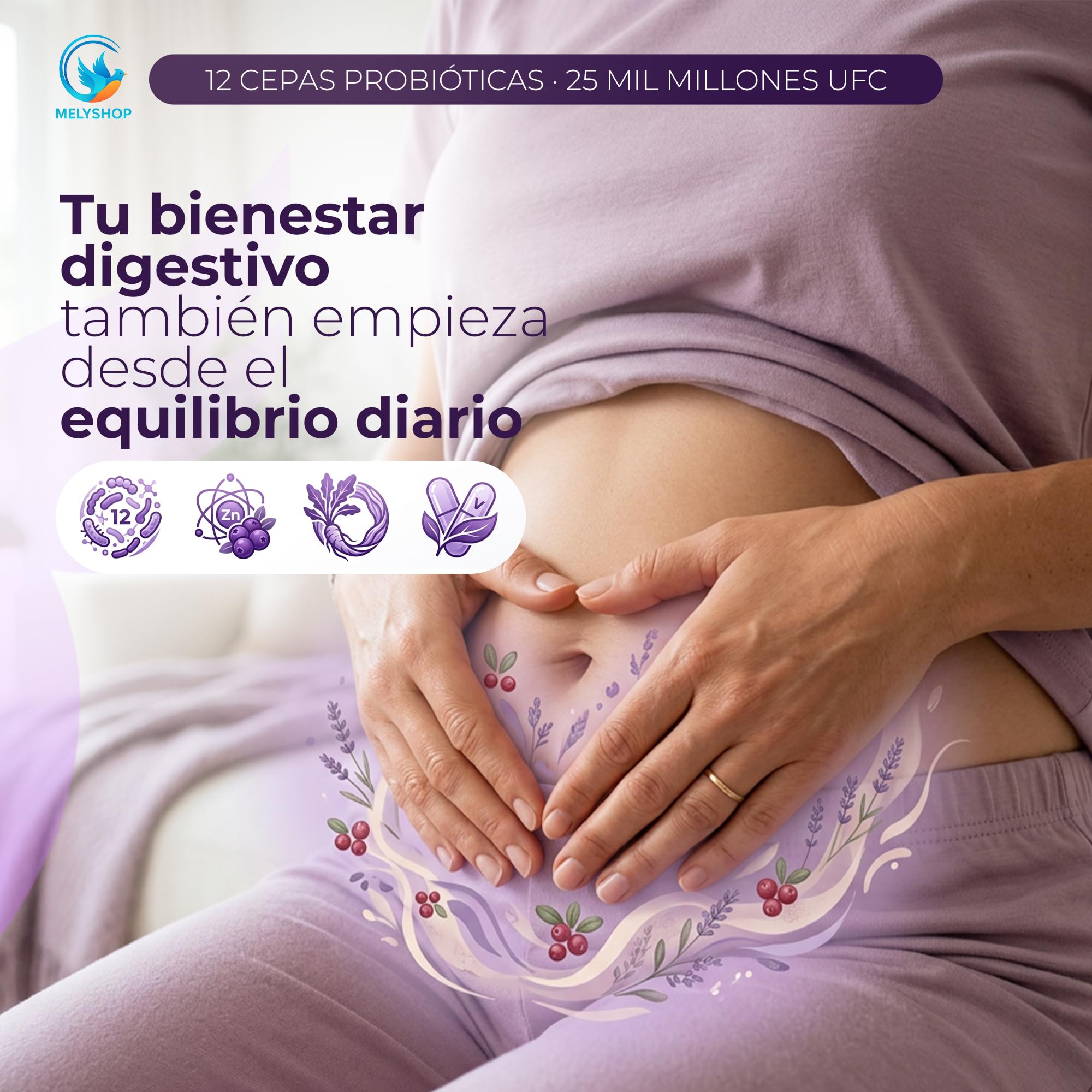 Flora Serena PRO - Probióticos Mujer Flora Íntima | Mezcla 12 Cepas, Arándano Rojo, Inulina y Zinc | Suplemento Avanzado para Equilibrar, Cuidar y Mejorar la Flora Intestinal y Digestiva