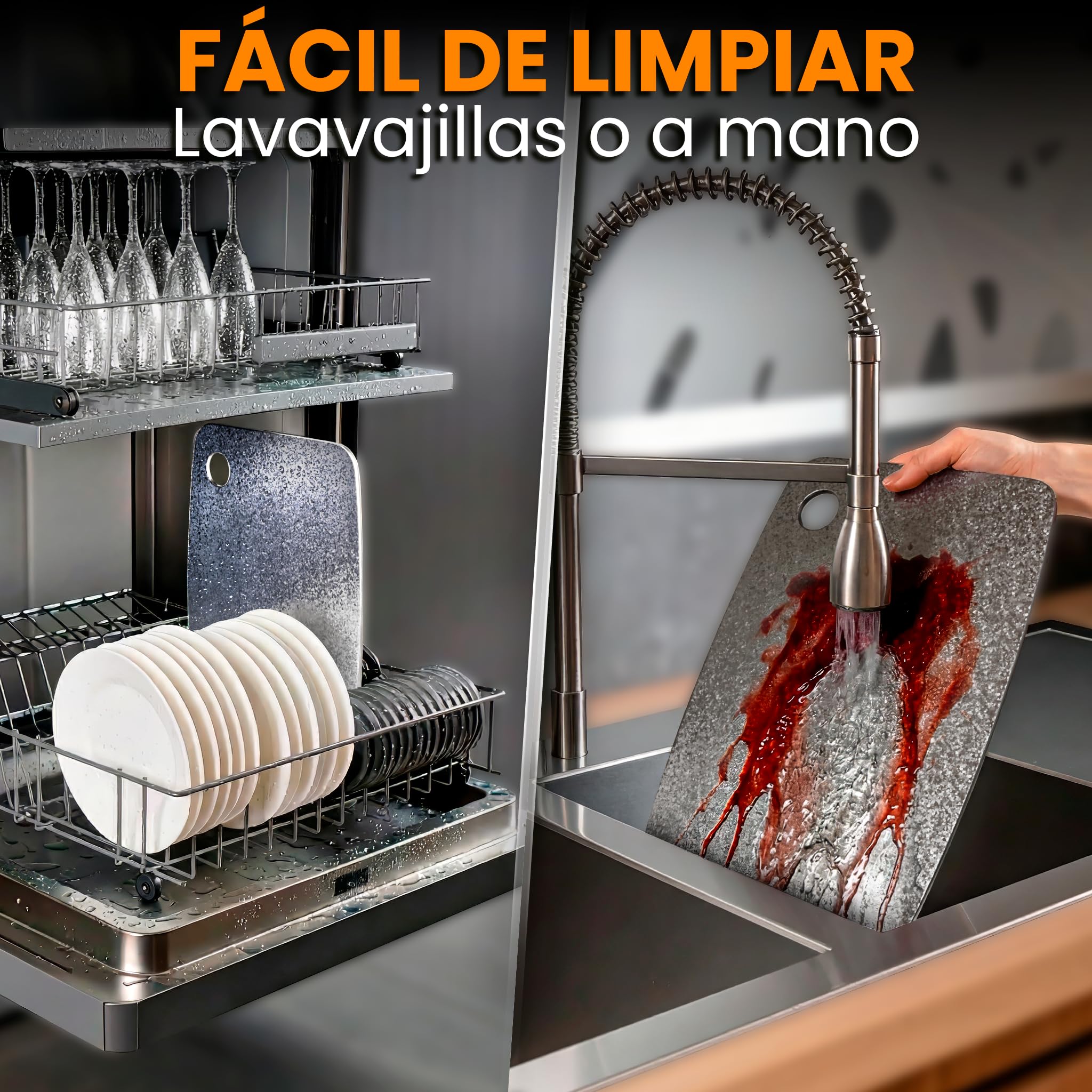 Tabla de cortar de titanio 100% puro 40x30cm – tabla cortar titanio doble cara, tabla antibacteriana para cocina, titanium cutting board ultra resistente, tabla de titanio puro premium