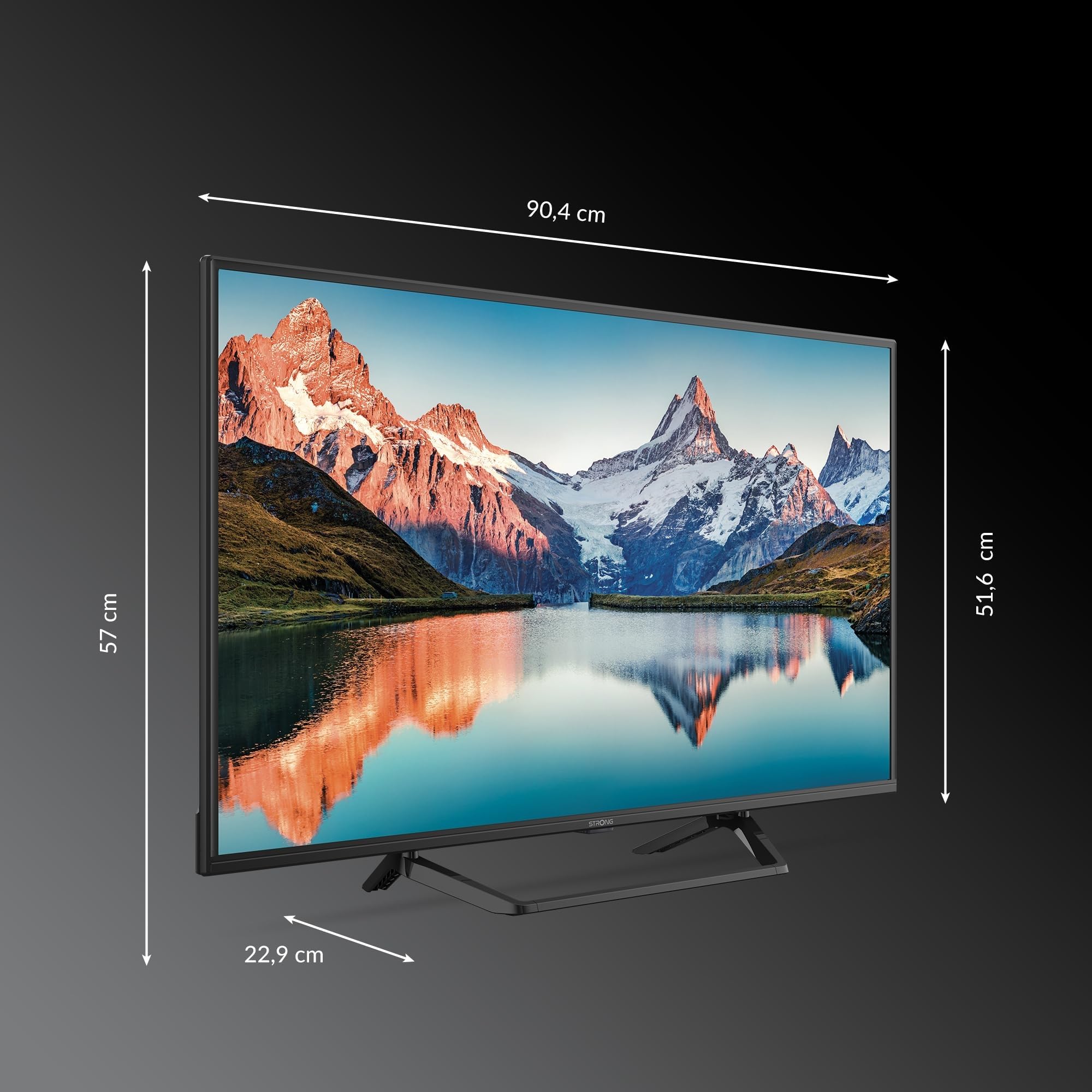 STRONG - Télévision 40 Pouces (100 cm) Full HD SRT40FF2003C - Noire | Qualité Image Exceptionnelle - Triple Tuner Intégré - 3 Ports HDMI (1 Arc) + 2 Ports USB + AV + Prise Antenne/Sat