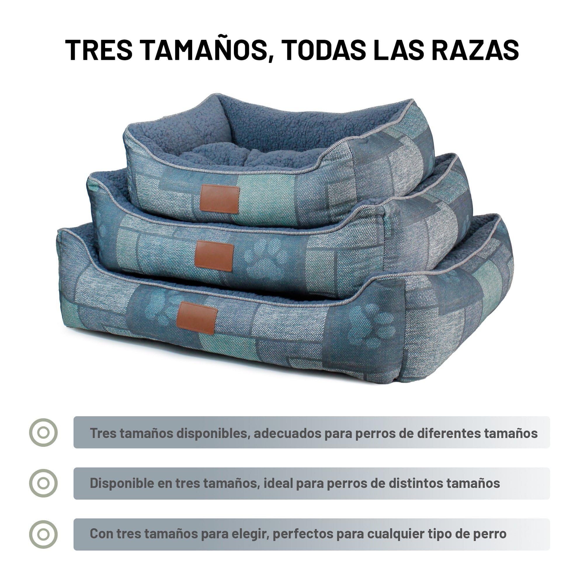 Cama para Perros Grande tacto al Lino Grueso y Forro Borrego Suave, Lavable a Máquina con Cojín Extraíble, Antideslizante, Transpirable, relleno de fibra huesca virgen, Cama para mascotas,65x50cm
