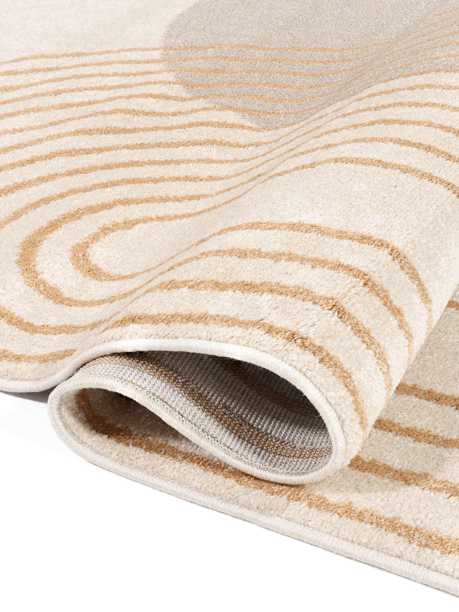 RugVista Amphi Tappeto, 200 x 200 cm, Beige/Giallo | Moderni, Quadrata, Pelo medio, Lavabile solo a secco, Oeko-Tex 100, Soggiorno, Camera da letto