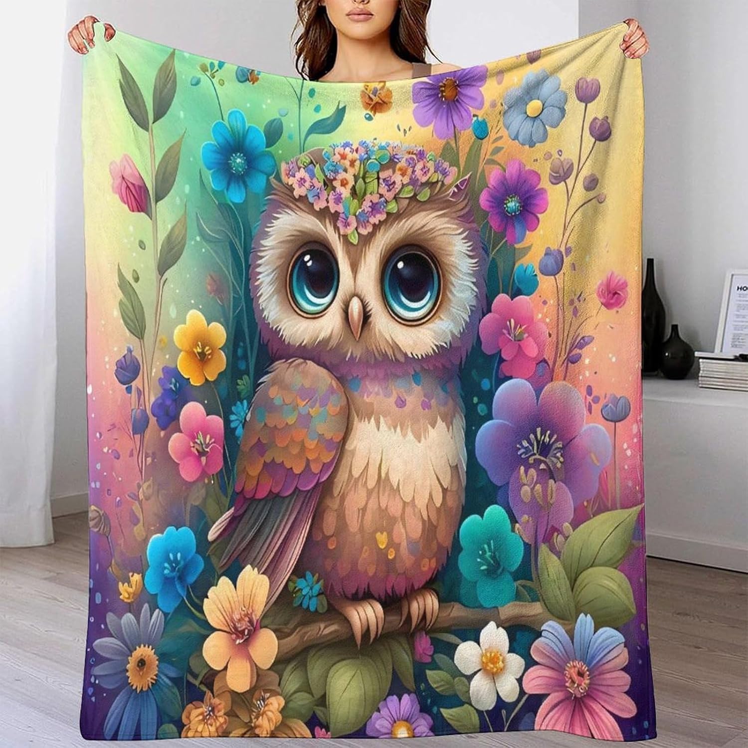 Owl Blanket Bedding 3D Print Animal Print Flannel Plush Gifts Soft Cozy