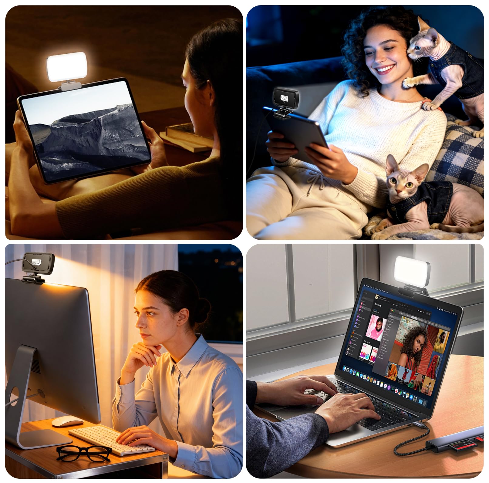 120 LED Lumière Vidéo Conference, 3 Modes d'éclairage ajustés, Clip Éclairage de Vidéoconférence 3000K-6500K, pour PC/Ordinateur Portable/Enregistrement Vidéo/TikTok/Réunions Zoom