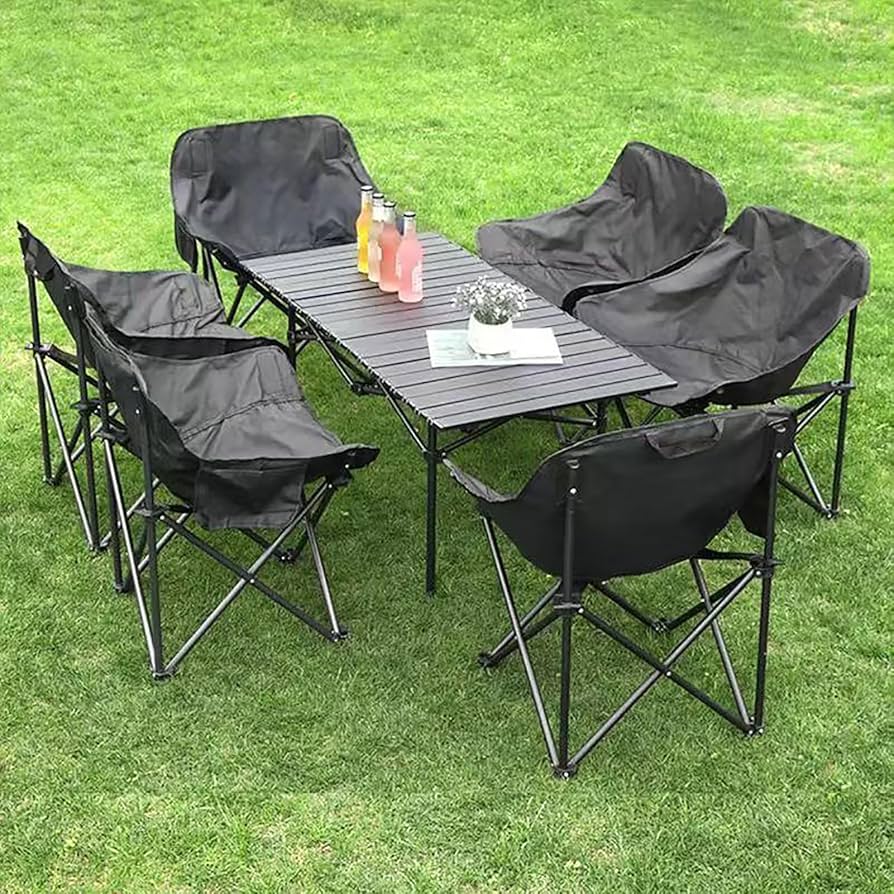 Amazon.com: 7 Piece Camping Chairs and Table Set, Foldable