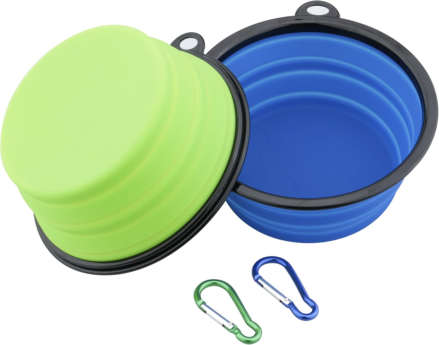 Leeko Extra Large 2 Pack Collapsible Dog Bowls, 7" Diameter Silicone Folding Portable Bowls for Cats Dogs with Carabiner Belt Clip,…