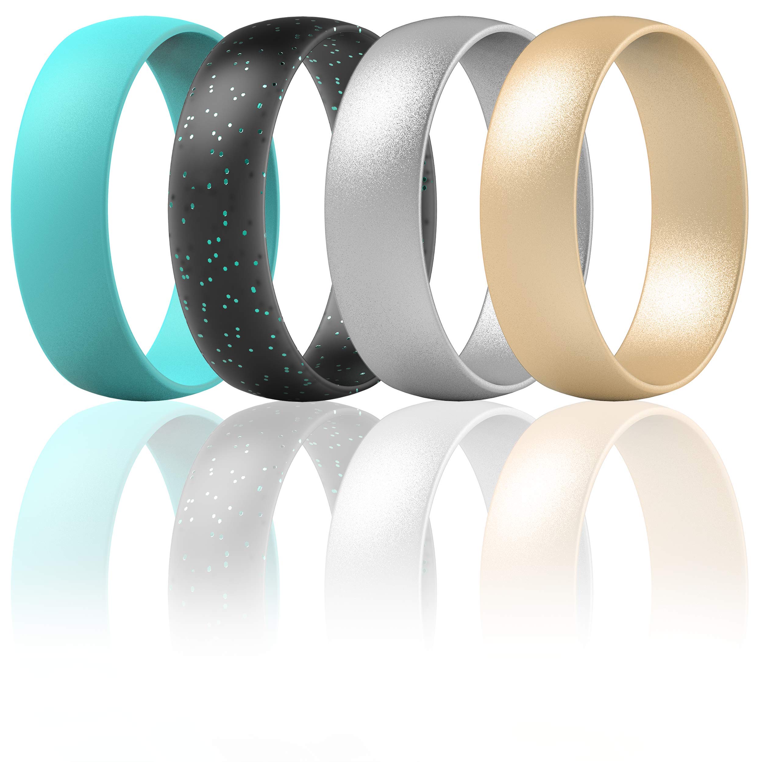 ThunderFit Silicone Wedding Rings Unisex, Rubber Engagement Bands 6.3mm Wide 1.65mm Thick - 1/2/3/4/5/6/7 Variety Multipack