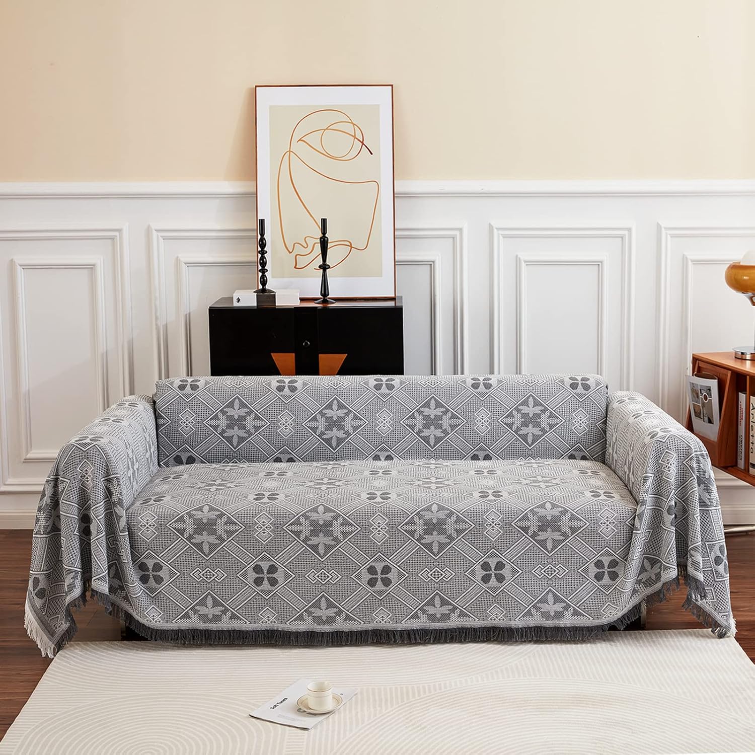 GAOWEI Woven Large Size Sofa Throw 3 Seater Sofa with Decorative