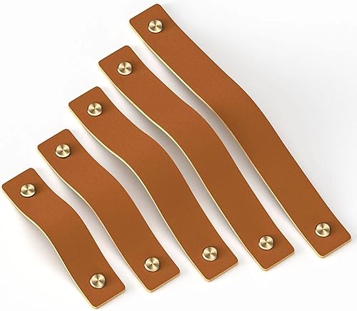 Miniatura 7 de Tiradores de cuero para cajones, 6 pomos de cuero para gabinete, asas suaves, paso de agujero ajustable, adecuado para sala de estar, dormitorio,