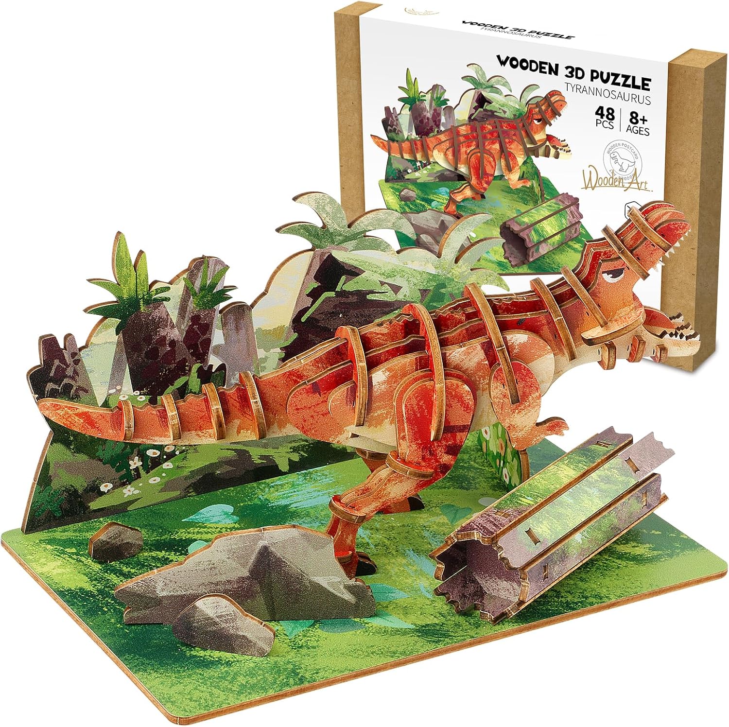 Wooden 3D Dinosaur Puzzles Set for Kids Age 8101214, DIY