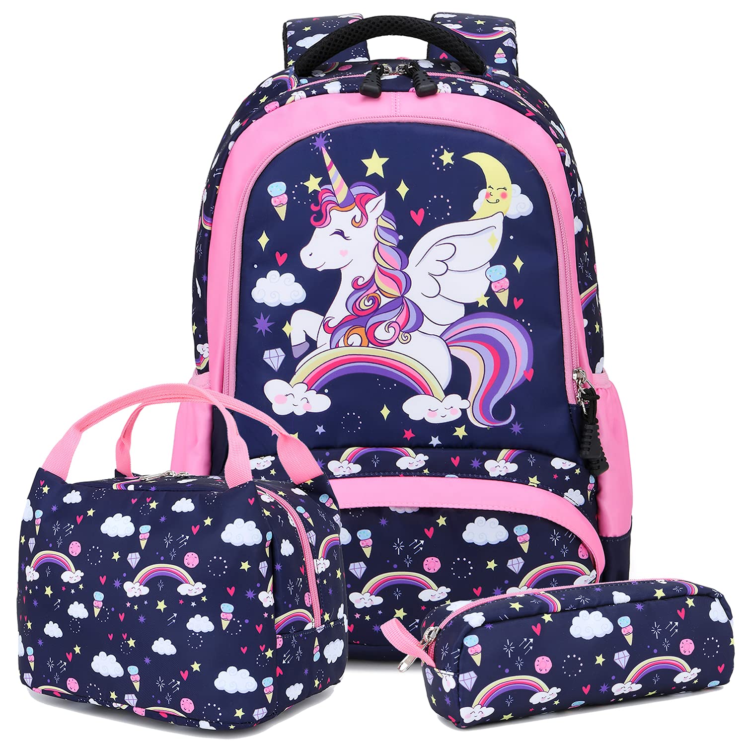 A AM SeaBlue Mochilas Infantiles Primaria Mochila Niña Unicornio Mochila Chica Bolsas Escolares,Mochila Niño 3 en 1 Sets de Mochila Escolares