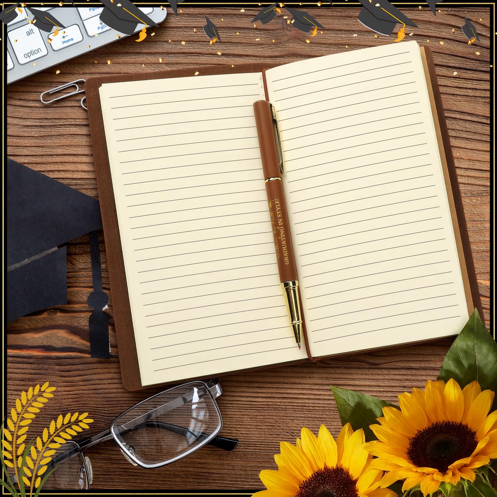 2Pcs Christian Graduation Leather Notebook Pen 120 Pages Bible Verses Inspirational Notebook Graduation Christian Gifts 2026 High School College Congratulations Grad for Women Men(Brown)