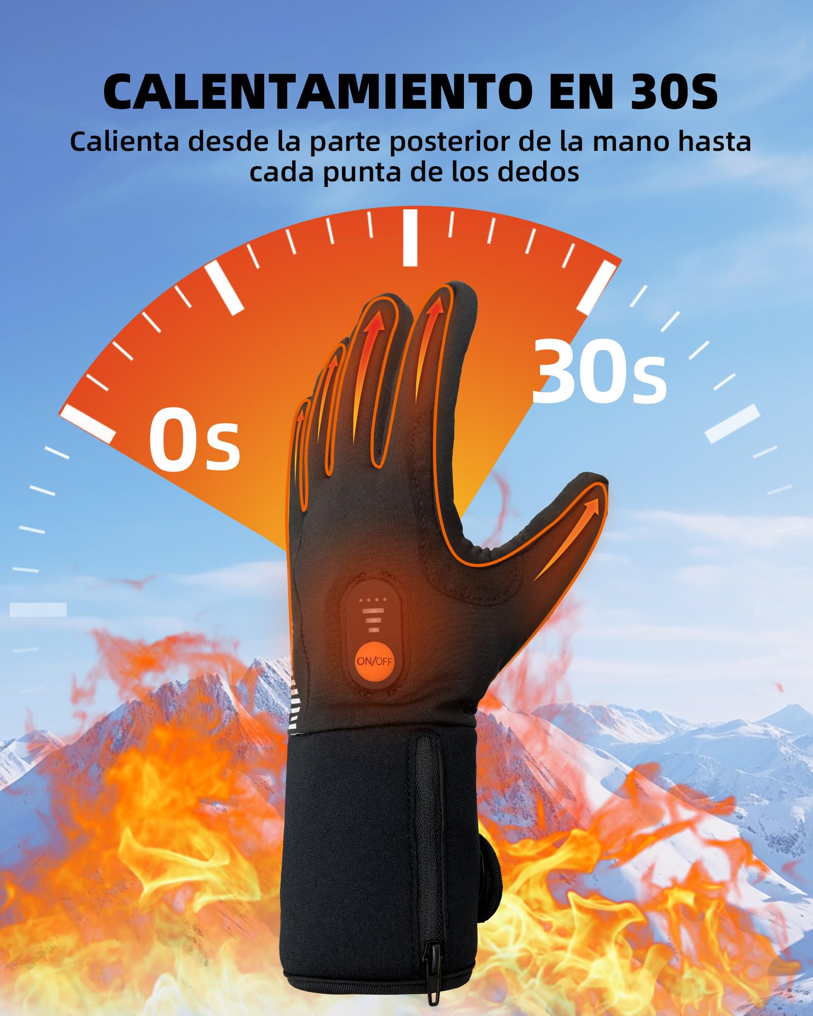 Guantes Invierno Táctiles Cálidos Calentados Impermeables Antideslizantes con Baterías Recargables para Hombre Mujer Ski Snowboard