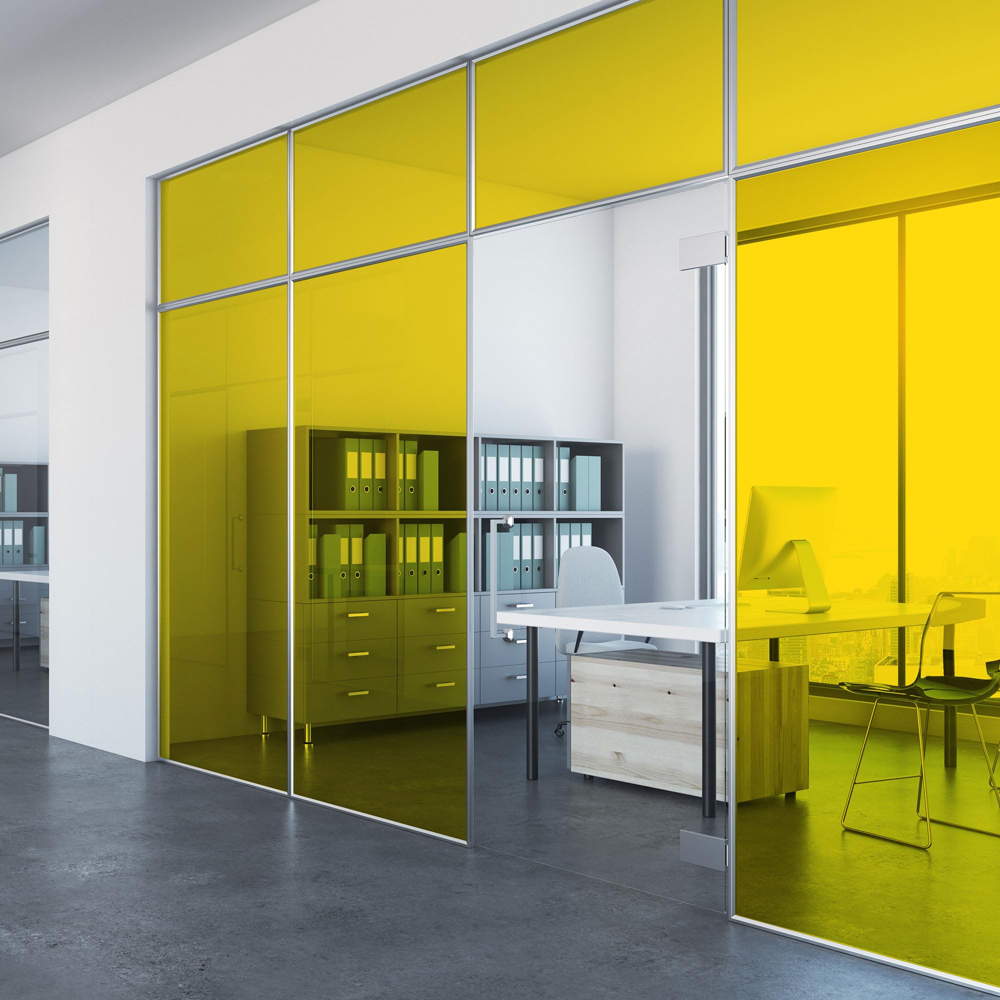 Abode Window Films Transparent Yellow Stained Glass Window Film 50cm X 200cm, PVC Self-Adhesive Decorative Window Film, UV Glass Protection & Easy Application