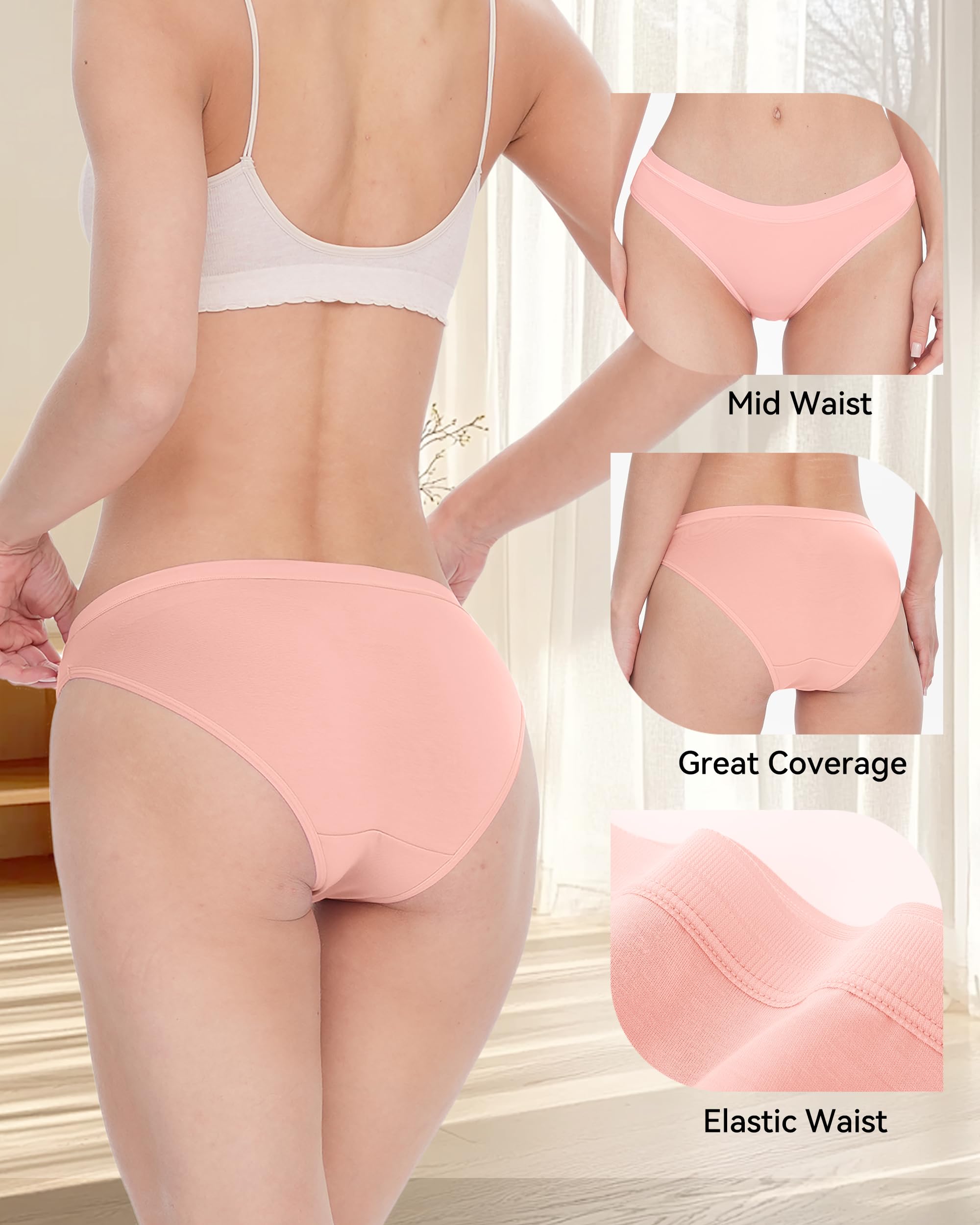 BAMBOO COOL Damen-Unterwäsche, Bikini-Unterhose, Hipster, Damenhöschen, weich, dehnbar, atmungsaktiv, 5er-Pack