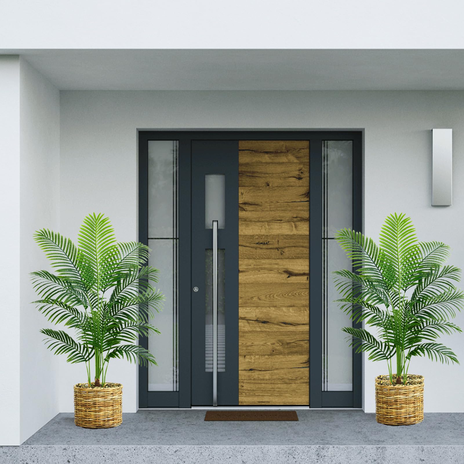 Palmier Artificiel Arnusa en Pot 120cm, Plante Artificielle Areca Interieur, Arbre Artificiel Décorative pour Salon Balcon Chambre Bureau (Pot Noir, 120cm)