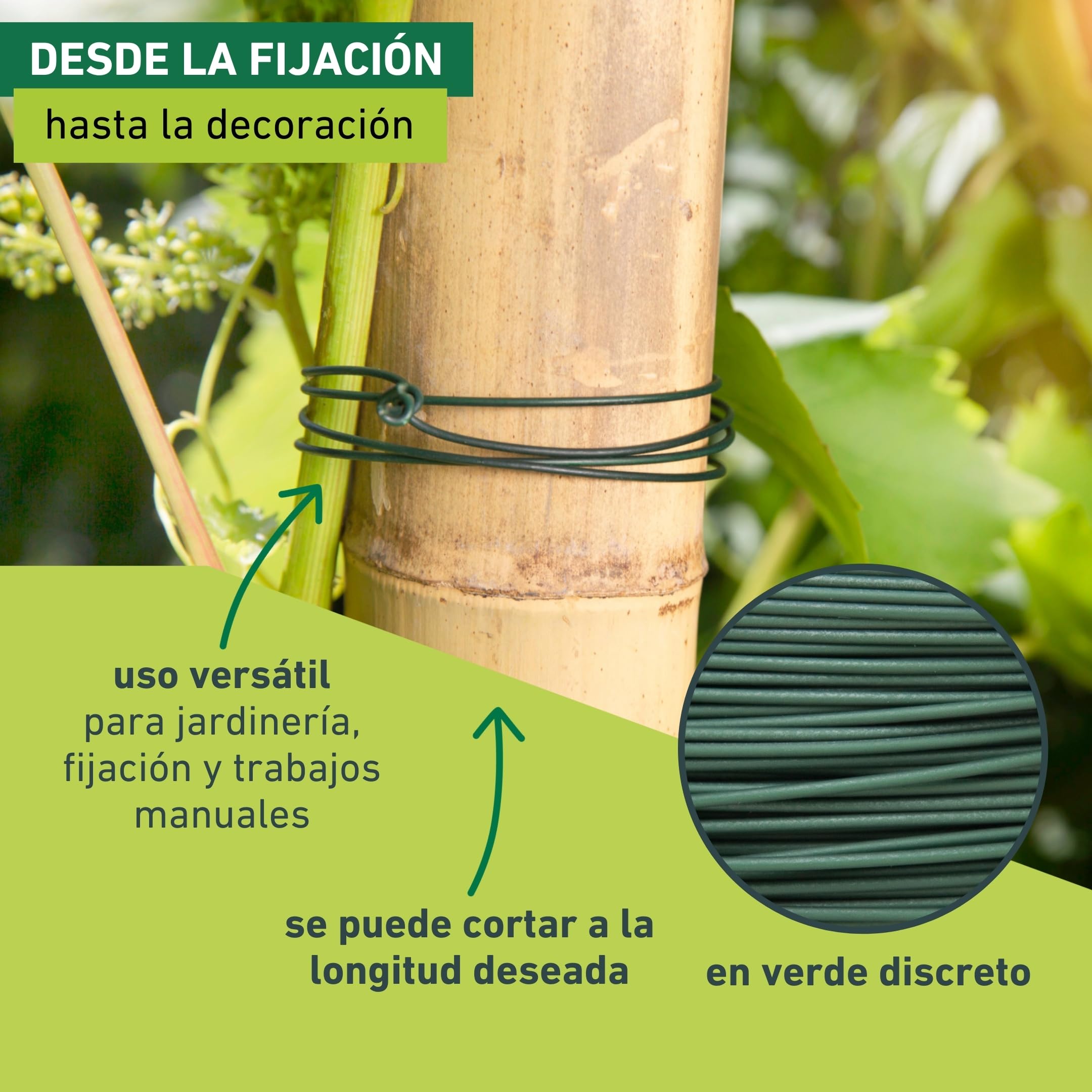Windhager Alambre para jardín, Alambre para Flores, Alambre para Plantas, Alambre galvanizado y Revestido, Verde, 60 m x 1,4 mm, 06226