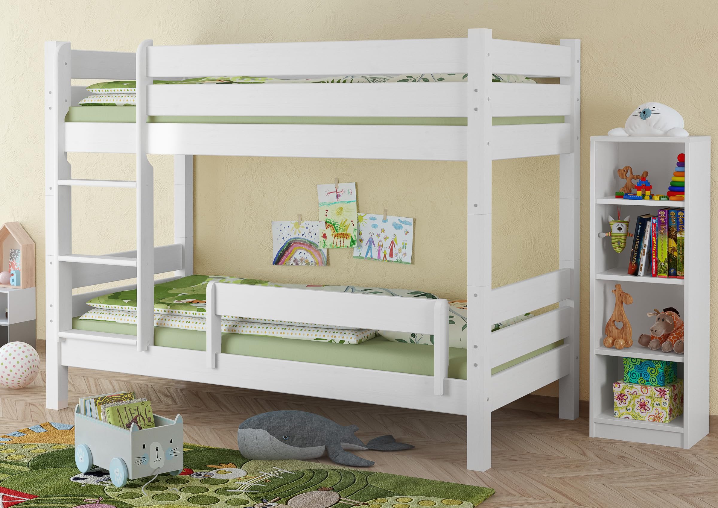 Barrière de sécurité enfant pour lits superposés, pin massif naturel ou blanc V-60.Kisi-B28pin blanc