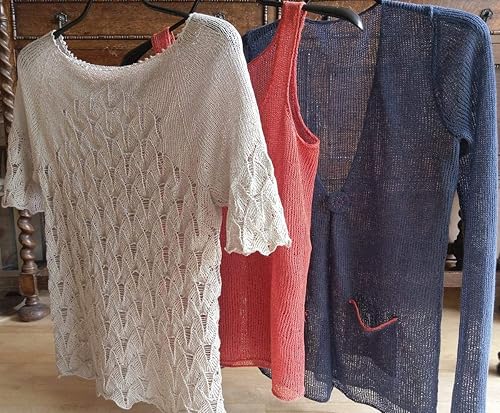 Miniatura 5 de Hilo de ganchillo para tejer a mano, 100 % lino natural, 5.25 onzas, fresco y cómodo para posavasos de verano, chaleco, chal, cárdigan, top 23 0.81