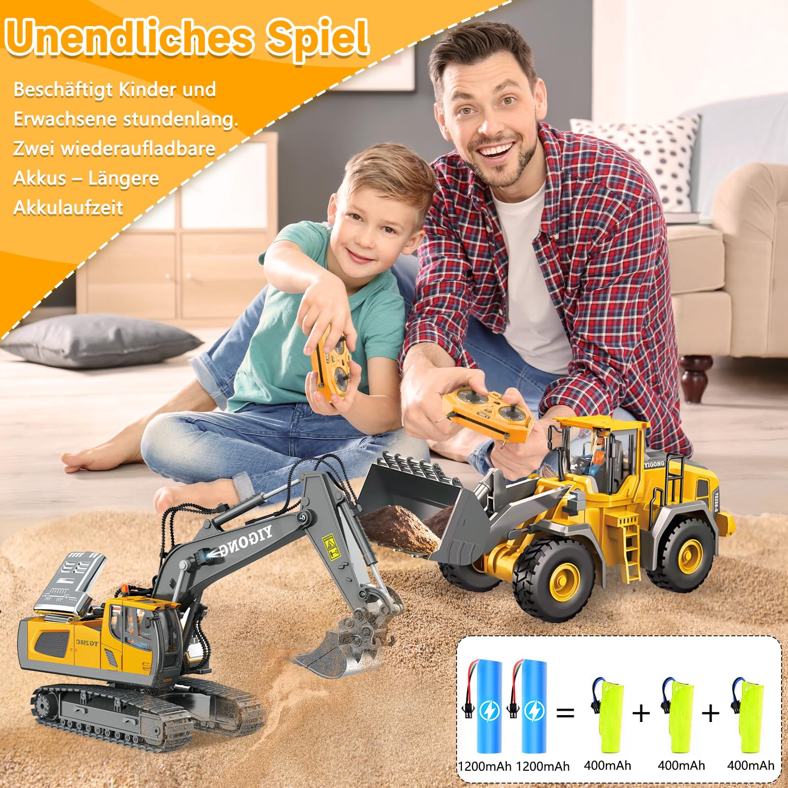 Snovire Remote Control Excavator Toy, RC Construction Digger toys with Light & Sound, 2.4 GHz, 1:24 Scale Miniature - Image 2