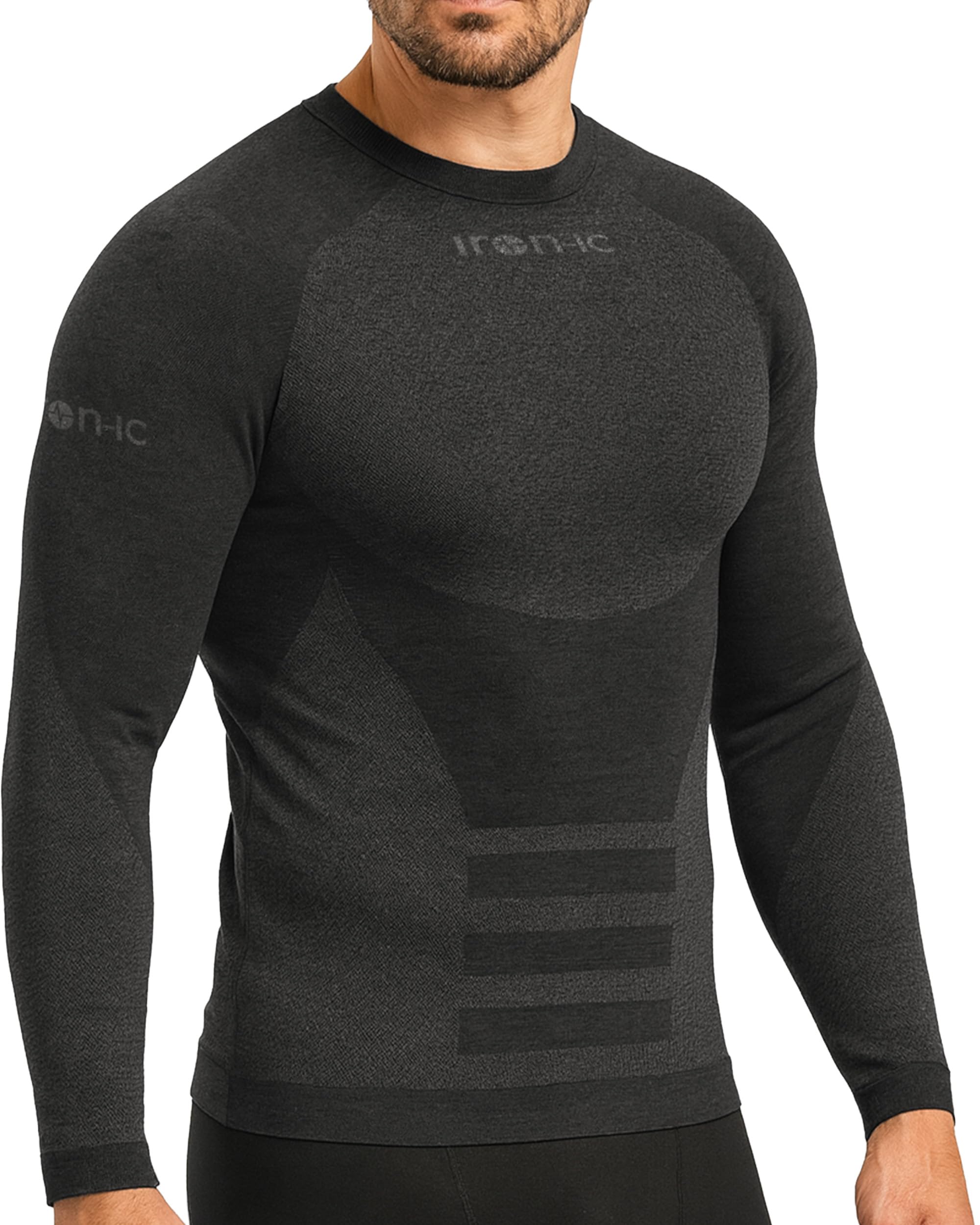 Iron-Ic - T-Shirt Uomo Maniche Lunghe Thermo Cashmere Seamless con Fitting Comfort e Struttura Traspirante per Sport Outdoor Invernali - Art. 202002