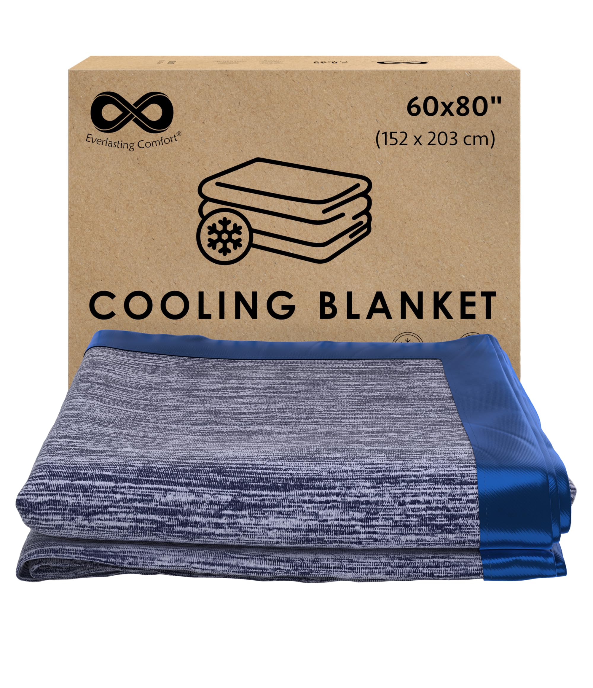 Everlasting Comfort Cooling Blanket for Hot Sleepers (60"x80") – Dual-Sided Cold Throw Blankets with Icy Cool Fibers, Lightweight for Bed, Sweat-Free Sleep & Night Sweats Relief in Summer & WinterOEKO-TEX MADE IN GREENOEKO-TEX MADE IN GREENOEKO-TEX MADE IN GREEN