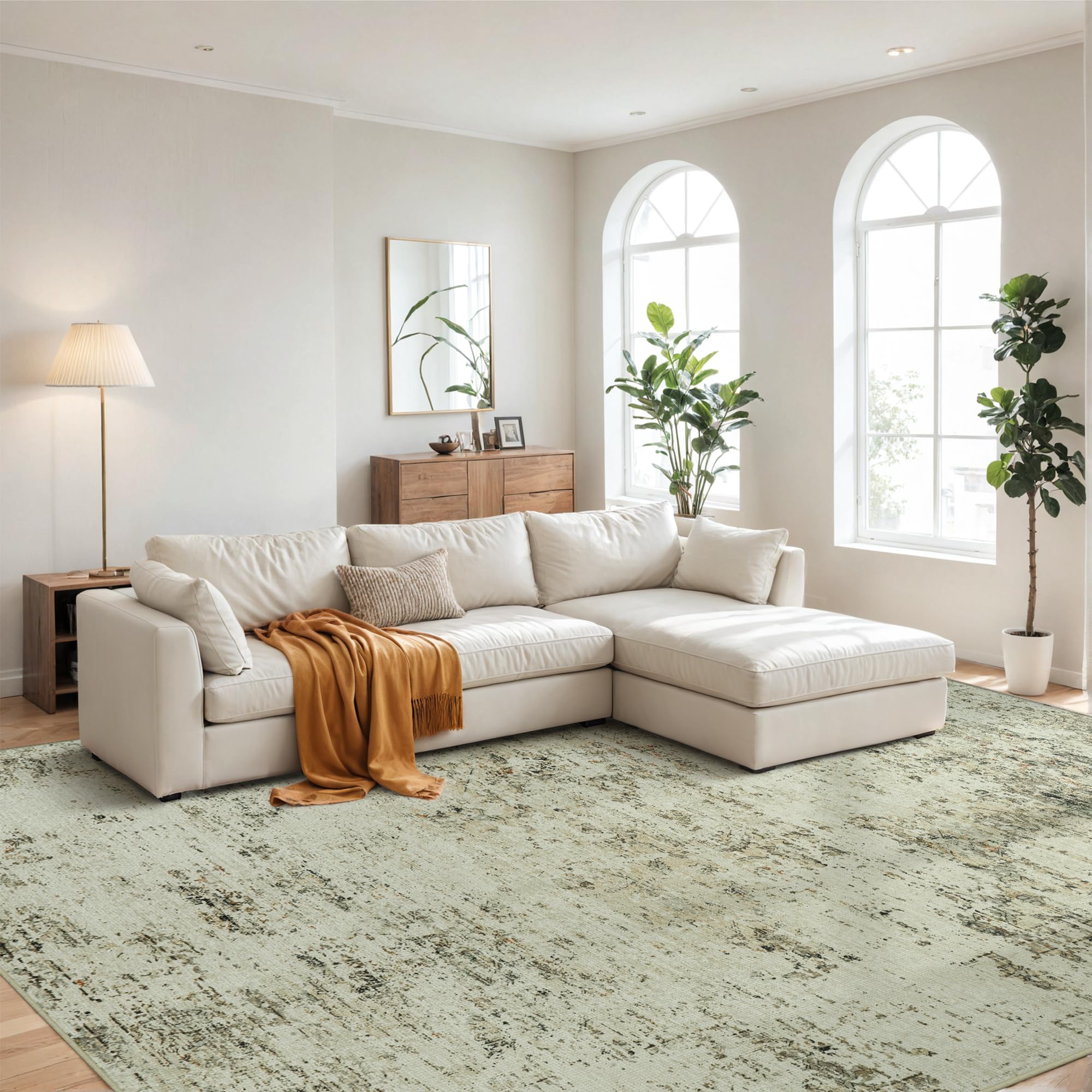 Area Rug Living Room Rugs: 9x12 Machine Washable Rugs Large Modern Soft Non Slip 9 by 12 Carpet for Indoor Thin Low Pile Carpets for Bedroom Under