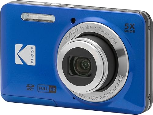 Miniatura 7 de Kodak PIXPRO FZ55 azul cámara digital de 16 Mp con zoom óptico 5X, gran angular de 28 mm, video Full HD 1080P de 2.7", cámara LCD + tarjeta de 64GB
