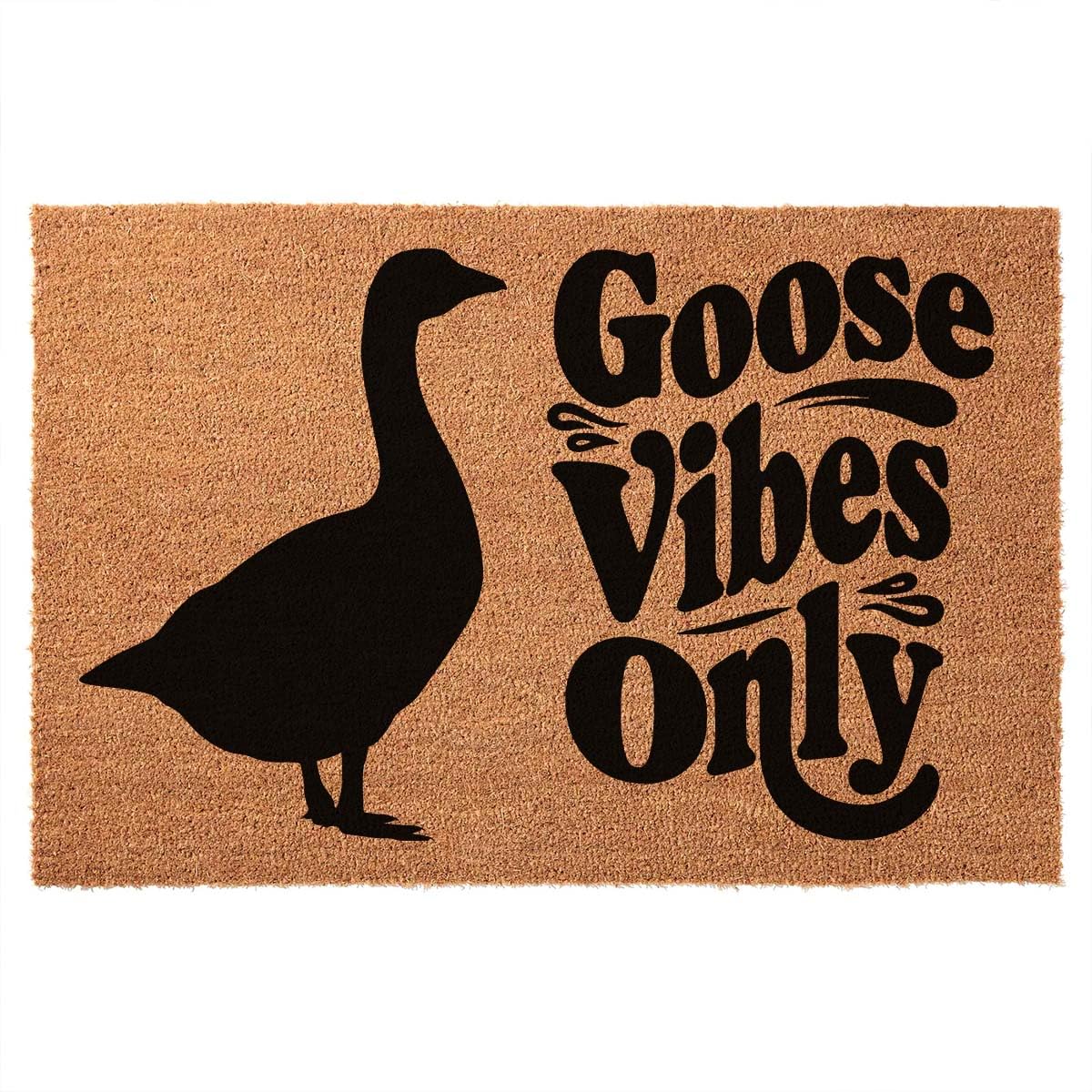 Lustige Kokosfaser-Fußmatte, 60 x 40 cm, personalisierbar, Geschenk für den Außeneingang, Veranda, Terrassentür, rutschfeste Dekoration (nur Goose Vibes)
