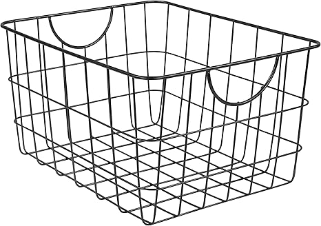 Spectrum Utility Wire Baskets for Organizing Sturdy Steel Metal Basket Storage Organizer Bin with Handle Open Wire Storage Baskets