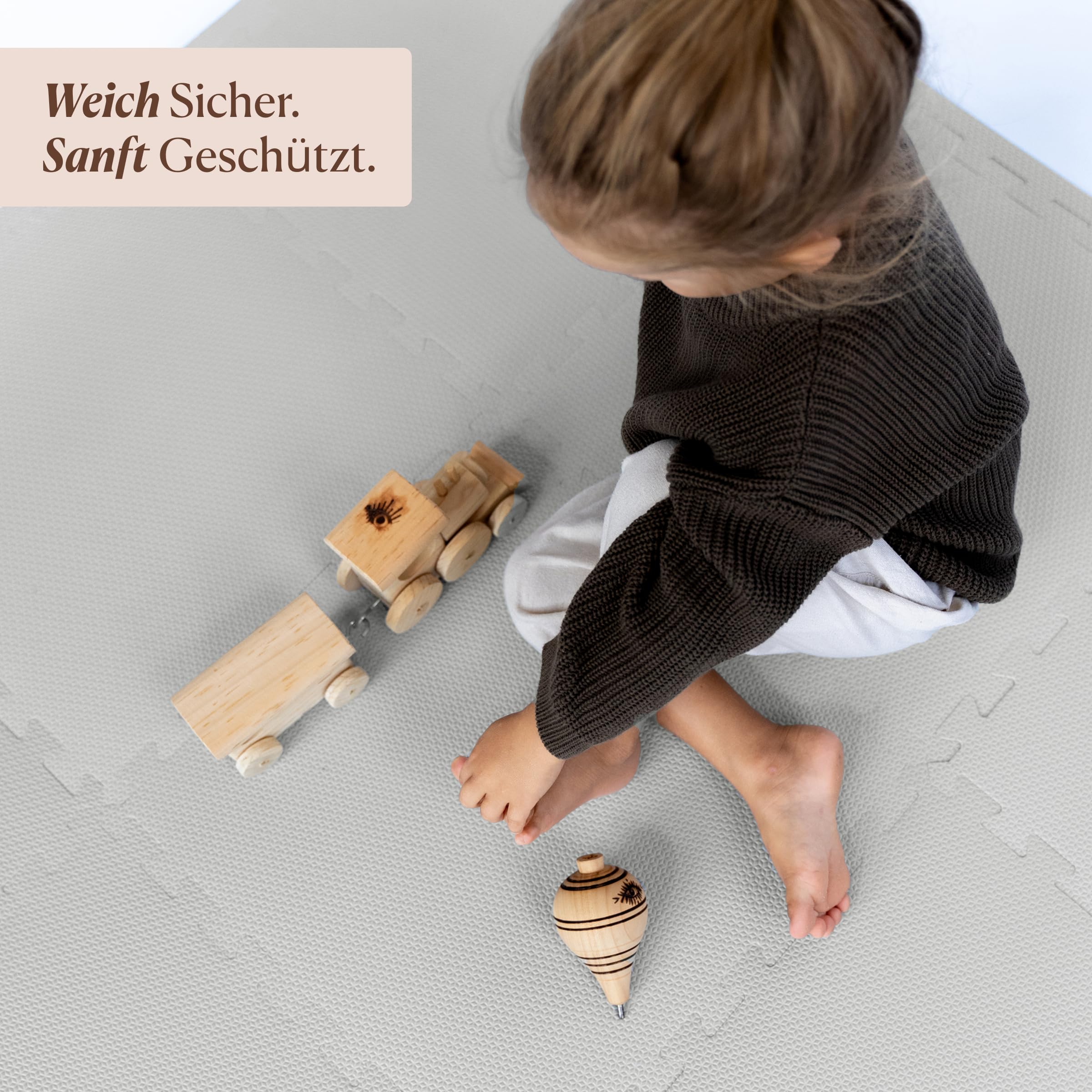 Toddlekind Baby Puzzlematten, 9-teiliges Set mit Rand, schadstofffreie Schaumstoffmatten für Bauchlage & Krabbeln, neutrale Farben, 45 × 45 cm pro Matte, Gesamtfläche: 131 x 131 cm