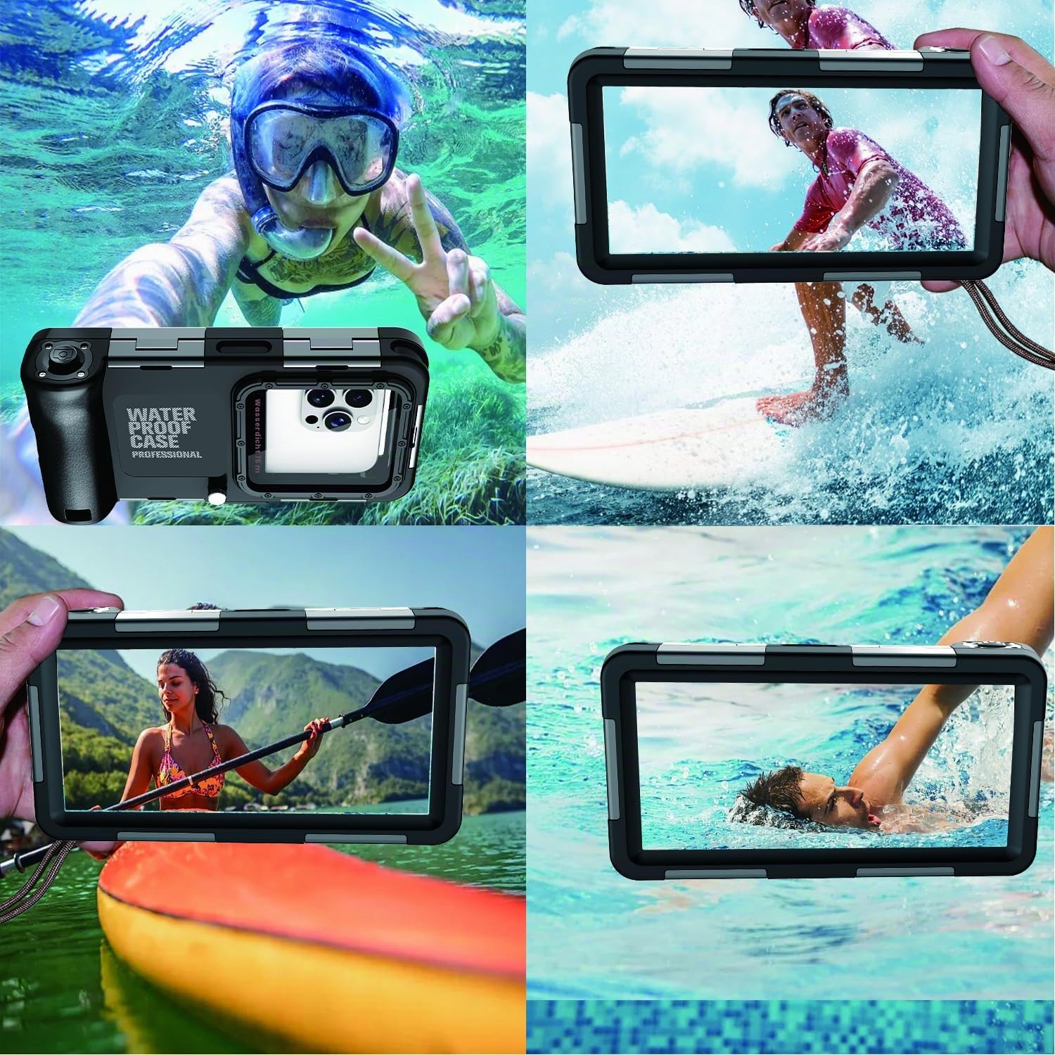 ZLIME wasserdichte Handyhülle 7.0 Zoll Unterwasser Wasserfeste Handy Wasserschutzhülle Handytasche, Wasserdicht Schwimmen Baden für iPhone 17 Air 16e 16 15 14 Plus 15 16 17 Pro 14 15 16 17 Pro Max