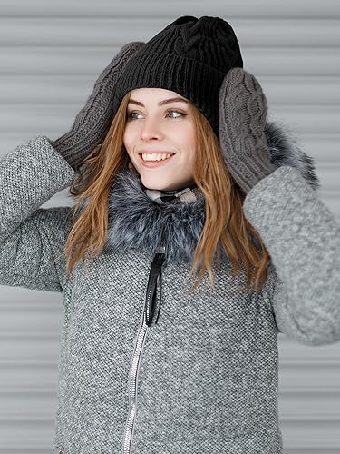 Miniatura 4 de 2 sombreros con orejeras de punto para invierno con orejeras gorro de punto cálido con forro de felpa corta esquí para mujeres y hombres