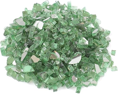 Grava de cristal reflectante de alto brillo, gemas de fuego, piedras trituradas para decoración de jardín, 14 pulgadas, 21.87 oz1.37 libras (verde