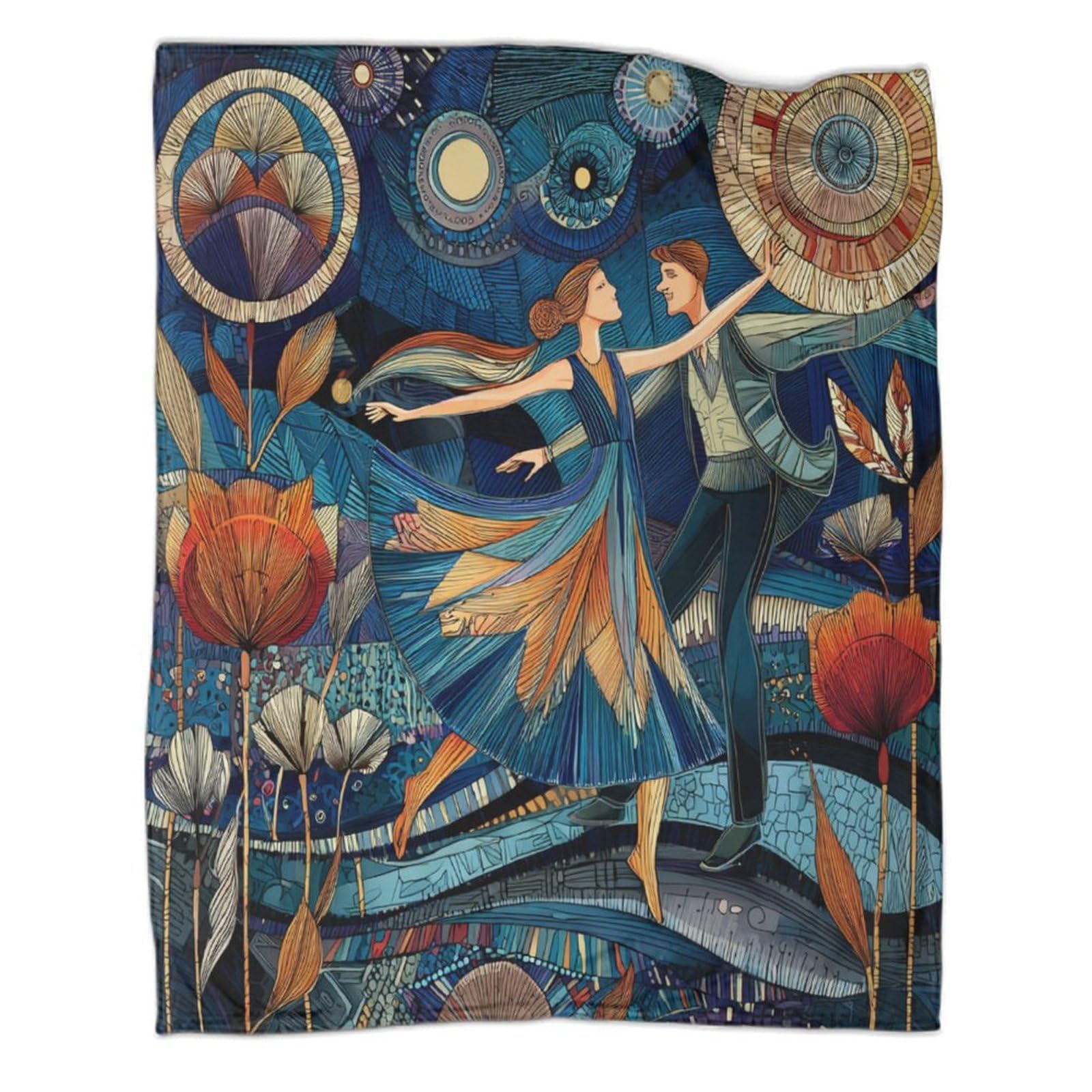 kaiyun A Couple Dancing Gracefully Amidst Blooming Flowers Blanket 3D Printed Throws Suitable Teens Adults Soft Plush Suitable for Holiday Bed Sofa 50x60inch(127x152cm)