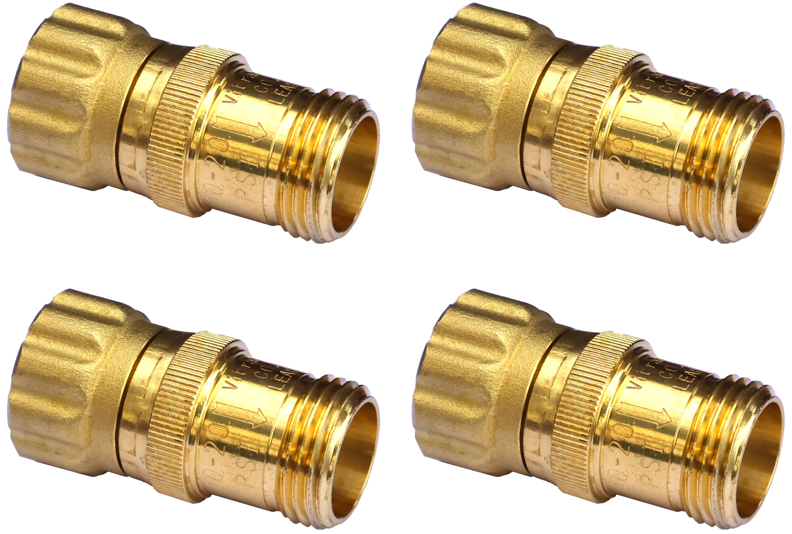 15 psi Water Pressure Reducer Regulator for Drip Tape, 3/4 inch Hose Thread, 125 psi Max Inlet Pressure, Lead-free Brass, Low Flow Rate, Qty: 4