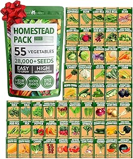 HOME GROWN 55 Vegetable Seeds Pack 28,000+ Non-GMO Heirloom Seeds for Pl...