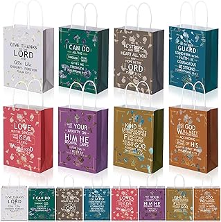 16 Pcs Religious Hymn Gift Bags Christian Scripture Paper Bag with Bible Verse Quotes Welcome Church Gift Bags Inspirational Paper Bag for Baptism Favors Religious Christian Christmas Gifts