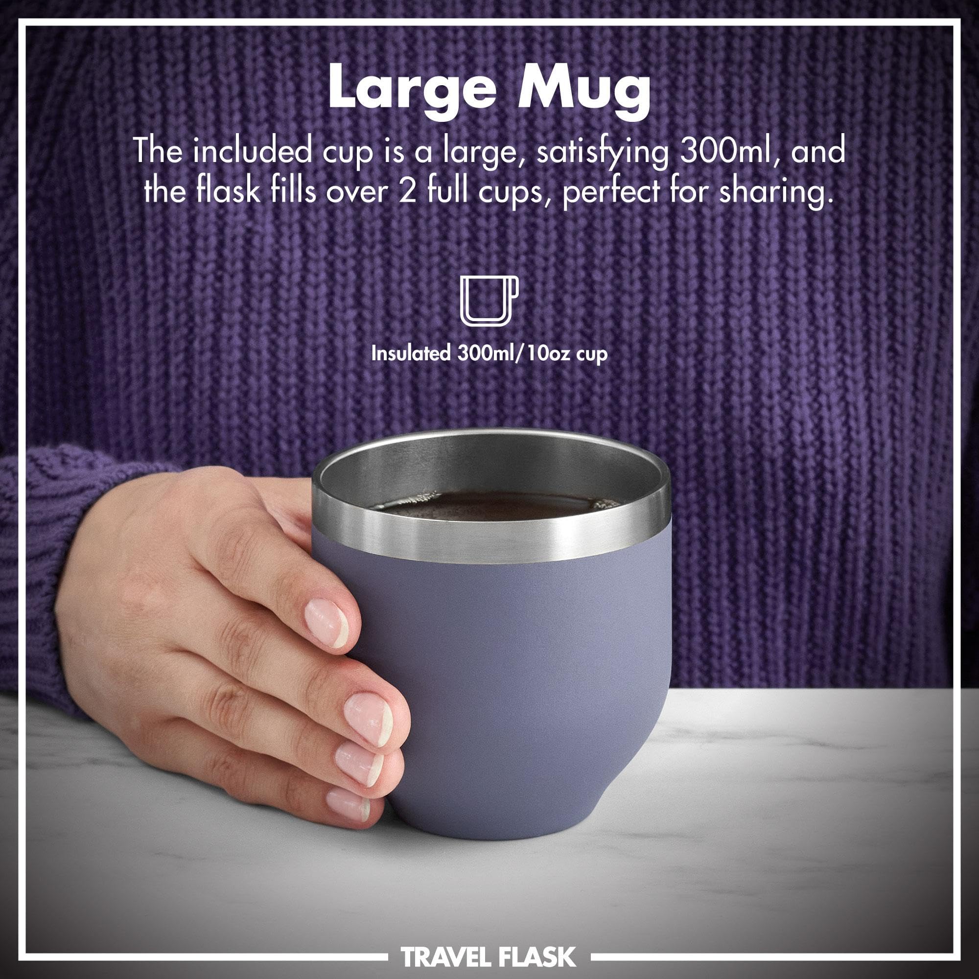 ION8 Vacuum Insulated ThermoShield Flask for Hot Drinks or Cold Drinks Large Insulated Mug, 2 Cups Capacity, Magnetic Cap - Image 3