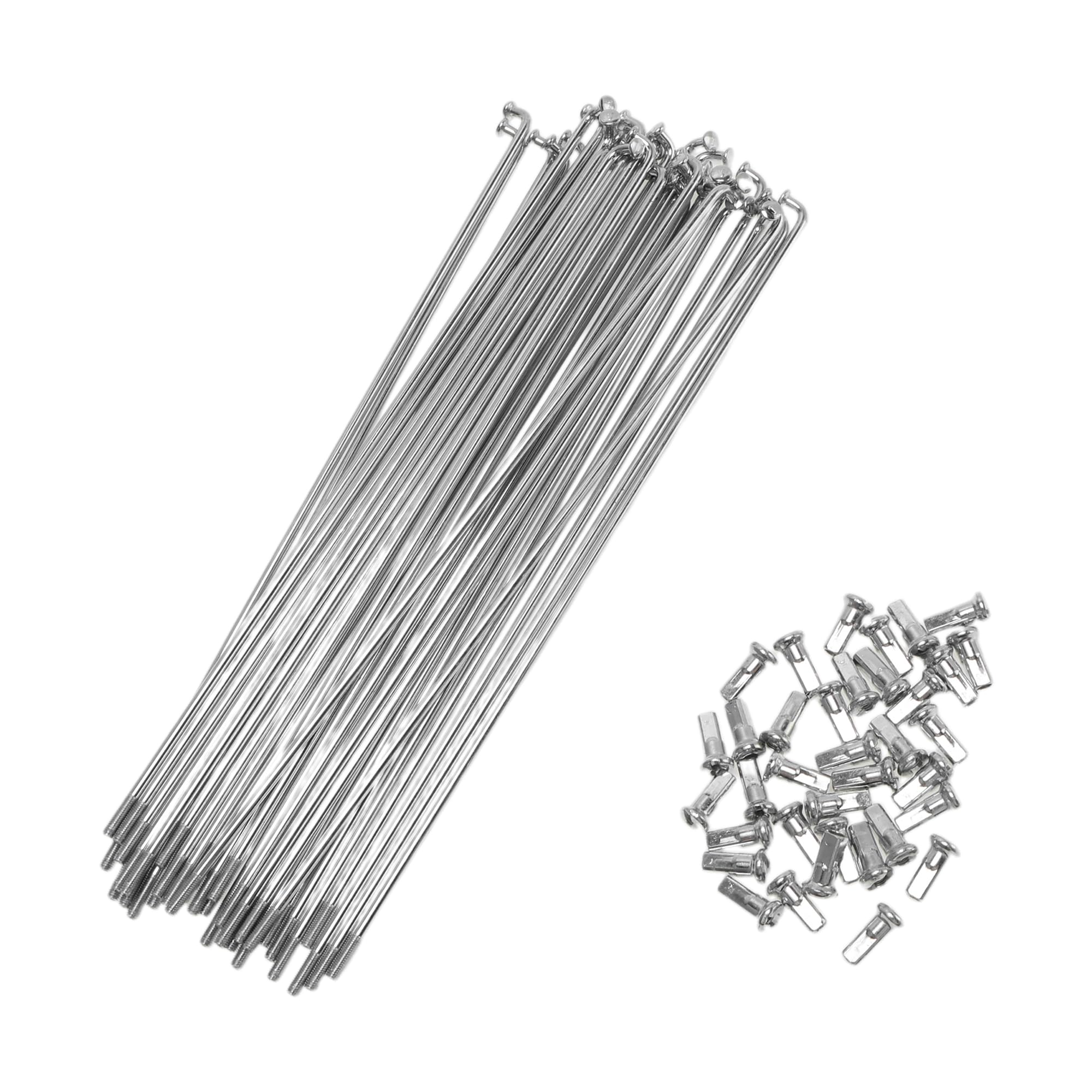 Motoforti 36 Set 12G Bicycle Spokes 195mm Bike Wheel Spokes 45 Steel Galvanized Silver Tone