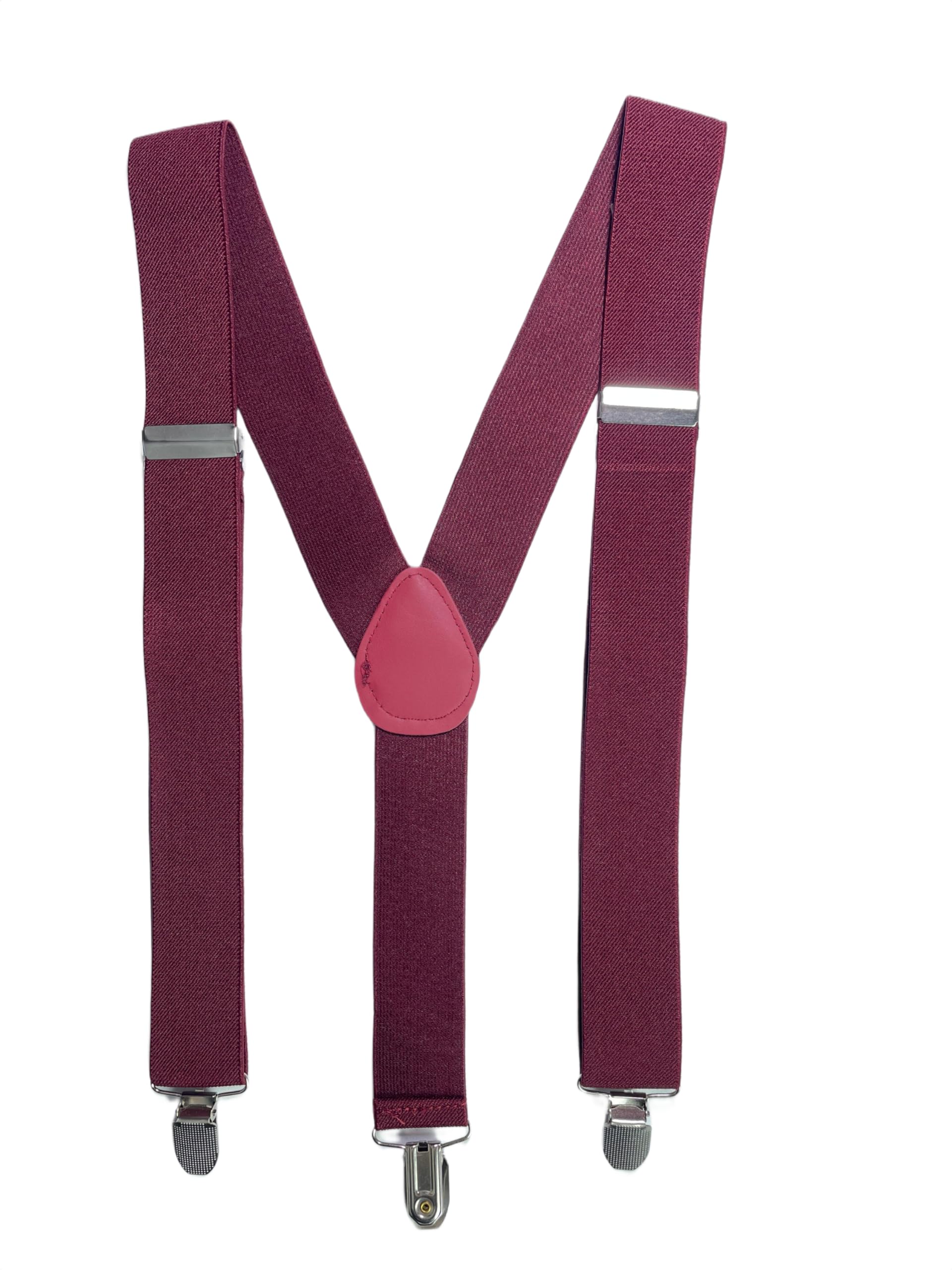 Premium Maroon Suspenders for Men – Classic Solid Color Adjustable Elastic Y-Back Braces with Heavy Duty Strong Metal Clips Formal Wedding Office Prom Party Retro Vintage Costume Accessory-image-34