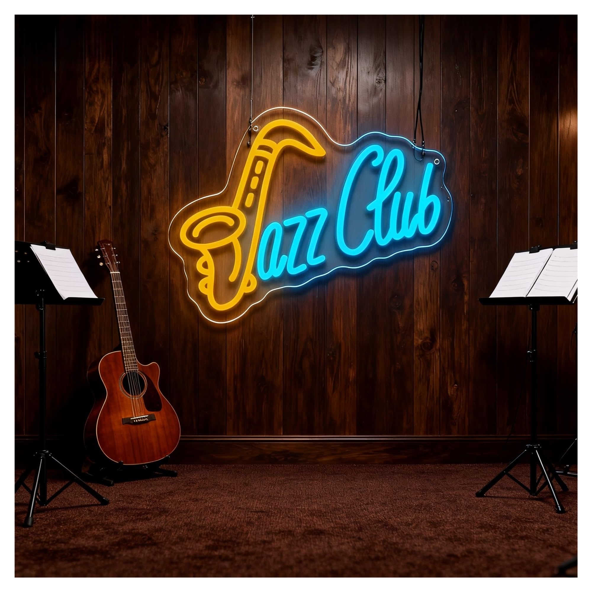 Luci al Neon Da Parete Insegna Al Neon A LED "Jazz Club" Con Luce Dimmerabile Per Sassofono, Per Camera Da Letto, Sala Musica, Studio Musicale, Bar, Decorazione Da Parete 36x27cm