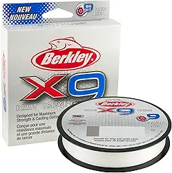 Berkley Linha de pesca trançada de cristal X9, 160 m, 18 kg, cristal