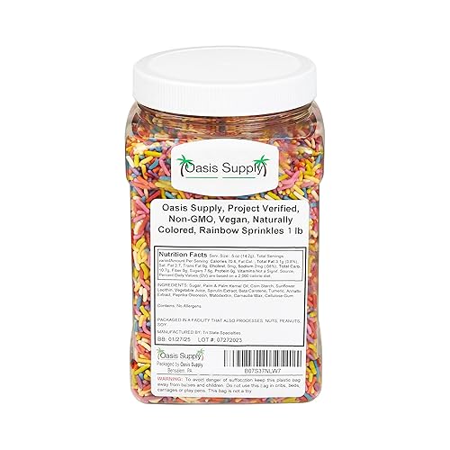 Oasis Supply Gránulos naturales, artificiales y libres de alérgenos, veganos y vibrantes (1 libra, arcoíris)