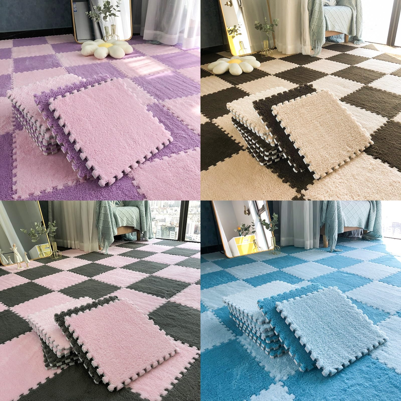 Tappetini Puzzle Per Bambini E Animali - 10 Pezzi 30x30 Cm, Morbido Antiscivolo, Grigio - Foto 10