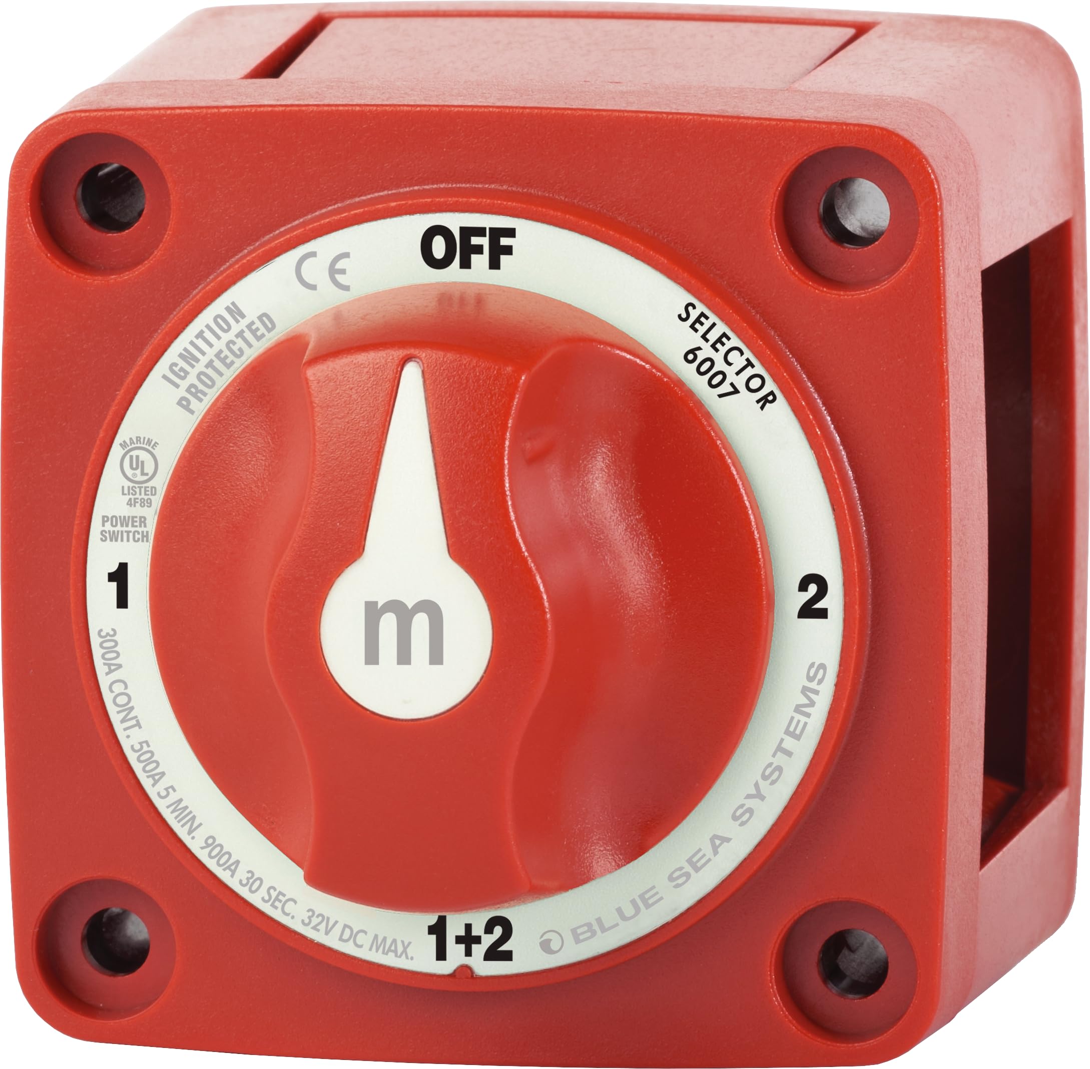 Blue Sea Systems 6007 m-Series Battery Switch Selector 4 Position, Red