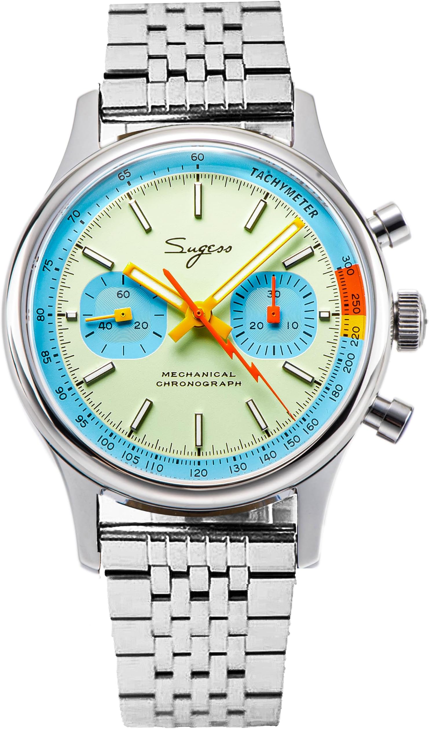 Chrono Hertiage S387.01.S Stainless Steel Band ST1901 Mechanical Chronograph Mens Wrist Pilot Watch Seagull 1963