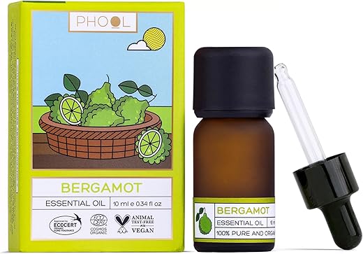 PHOOL Luxury Bergamot Essential Oil -10ml | 100% Pure Natural & Organic | For Aromatherapy & Personal Care I EO – Bergamot