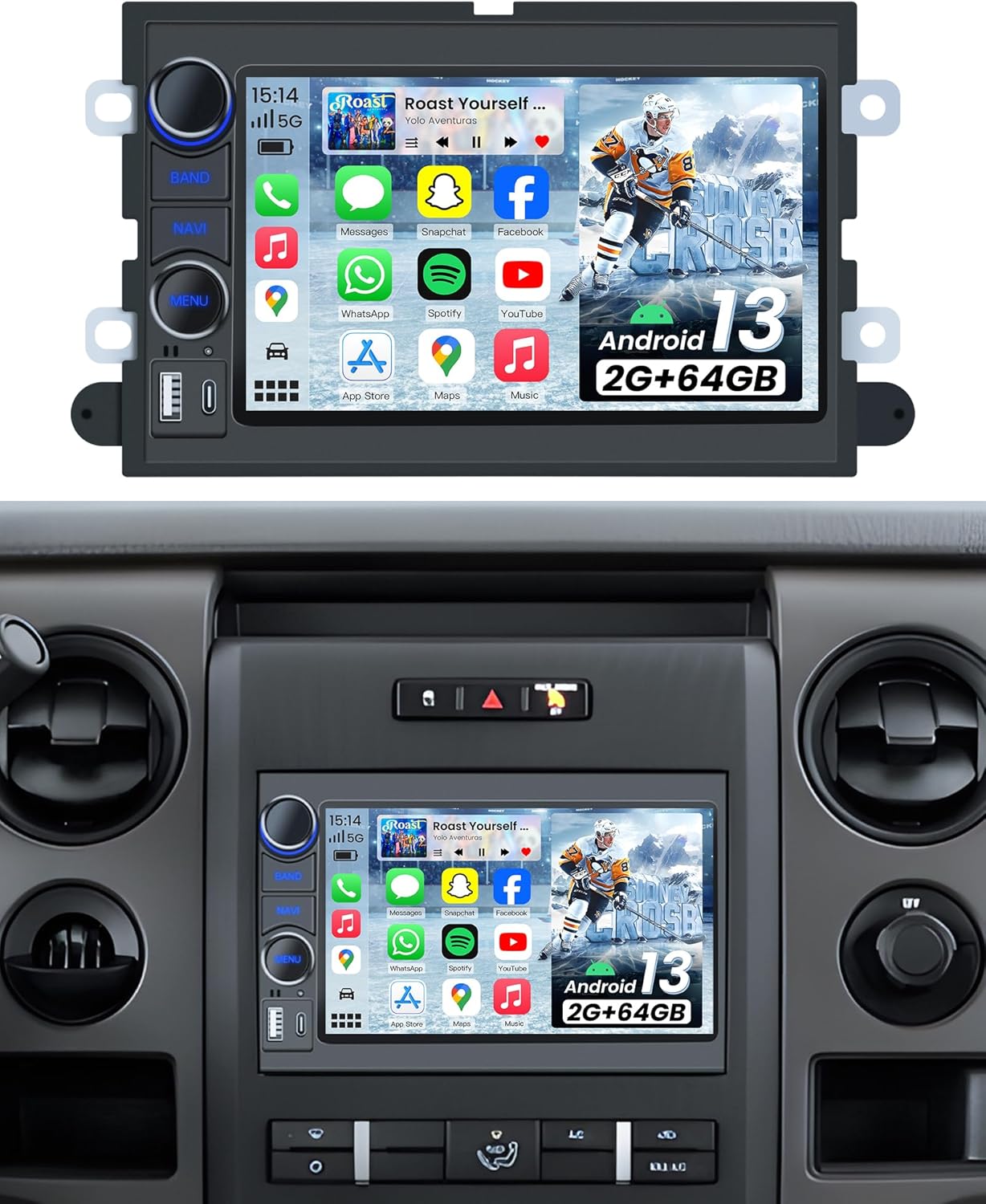 5G WiFi Upgrade Car Radio for Ford F150 2004-2008: 7'' HD Touchscreen Stereo Head Unit Replacement Wireless Carplay Android Backup Camera Bluetooth FM RDS SWC