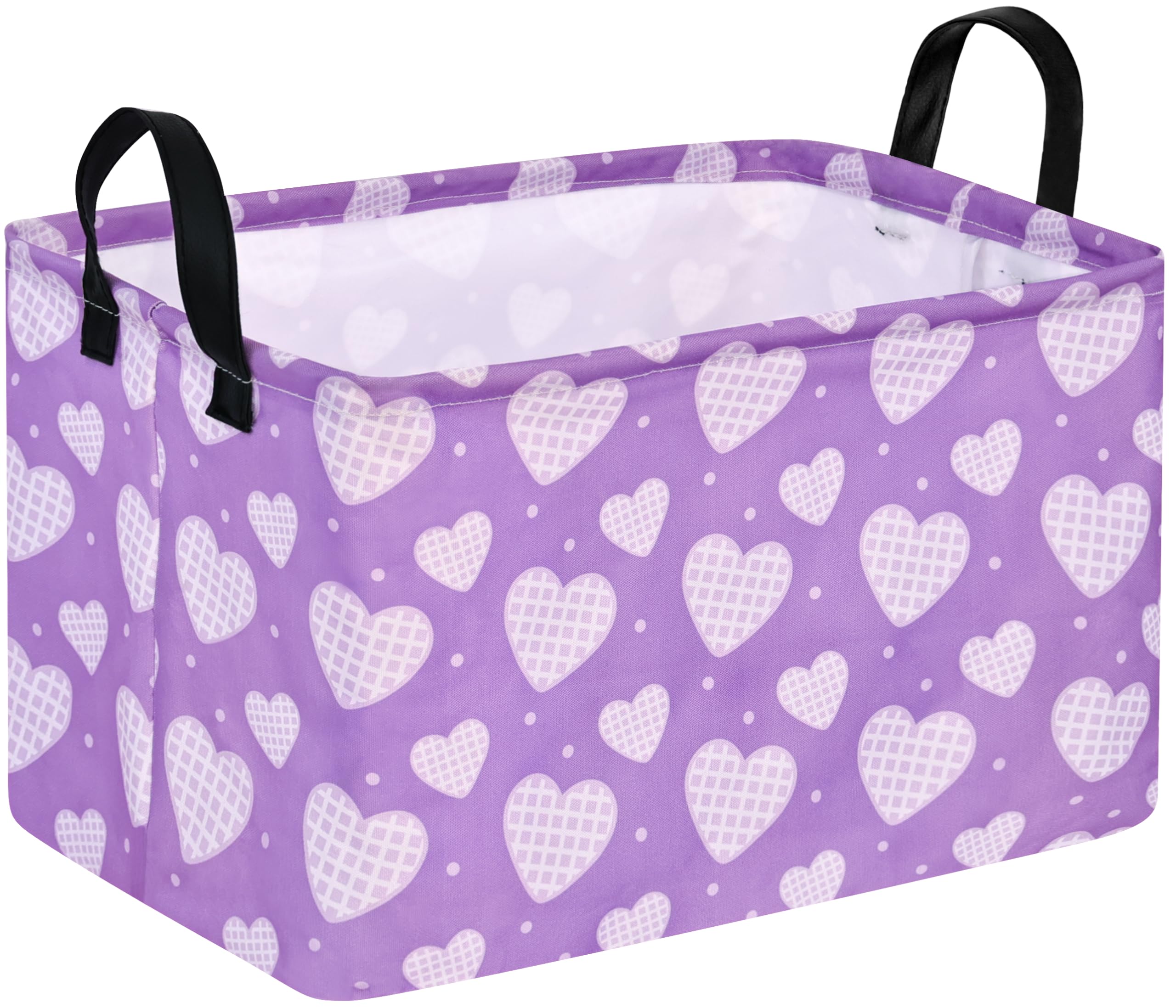 Valentine's Heart Storage Basket Gift Laundry Bins Collapsible Storage Baskets Box Laundry Nursery Hamper for Home and Office Decoration with Handles